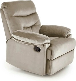 Fotoliu cu recliner DRAGER, bej/negru, stofa catifelata/metal, 88x90/1