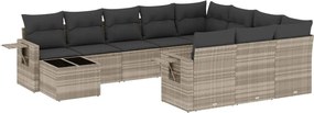 vidaXL Set canapele de grădină cu perne, 11 piese, gri, poliratan