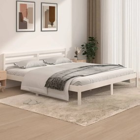 810446 vidaXL Cadru de pat Super King, alb, 180x200 cm, lemn masiv de pin