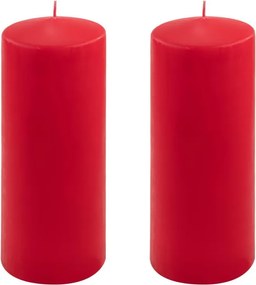 Set de lumânări tip pilon, 25 cm, Ø 10 cm, roșu, 2 buc