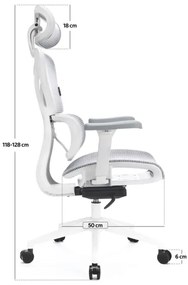 Scaun ergonomic de birou LEVANO gri/alb/negru