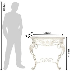 Consola metalica, cu blat din lemn, aspect vintage, Liserelle