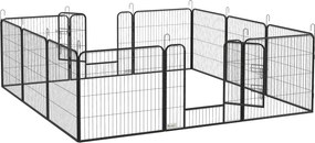 PawHut Gard pentru Câini, Incintă Modulară pentru Câini din 8 Secții pentru Interior și Exterior, 80x100 cm, Negru | Aosom Romania