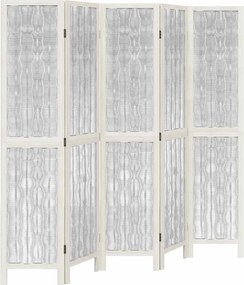 vidaXL Paravan cameră 5 panouri, alb, lemn masiv paulownia