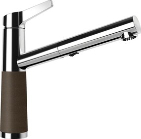 Baterie bucatarie Schock SC-510 Cristadur Bronze cu cap extractibil, 2 tipuri de jet, aspect granit, cartus ceramic, maro bronz