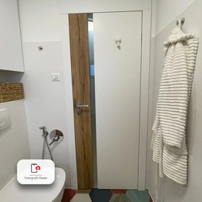 Usa de interior PORTA DUO din pal tubular si insertii de furnir natural - Model 4.A 95-140 mm, Alb / Stejar