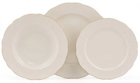 Set de masă din porțelan, 18 piese, alb/auriu