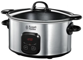 Slow cooker Russell Hobbs MaxiCook 22750-56, 200 W, 6 L,  3 setari temperatura, Timer, Oala mobila, Argintiu/Negru