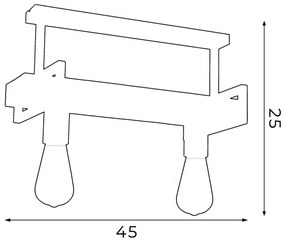 Lustră pe tijă HARD 2xE27/60W/230V