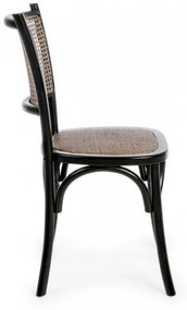 Scaun negru din rachita si lemn de Ulm, Carrel Bizzotto