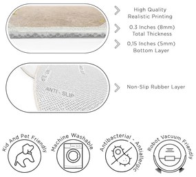 Covor albastru/bej lavabil rotund ø 150 cm Puddle – Mila Home