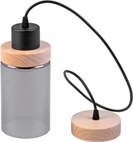 Candelabru pe cablu WOODNEST 1xE27/15W/230V pin/negru fumuriu