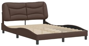 3207997 vidaXL Cadru de pat cu tăblie, maro, 140x190 cm, piele ecologică
