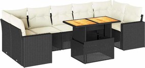 vidaXL Set mobilier de grădină cu perne, 8 piese, negru, poliratan