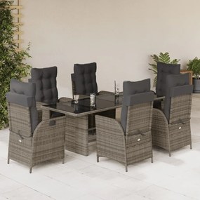 vidaXL Set mobilier de grădină cu perne, 7 piese, gri, poliratan