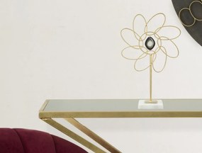 Decoratiune floare aurie din metal si marmura, 24x10x37,5 cm, Daisy Mauro Ferretti