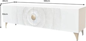 Comoda design vintage GOLDEN SUNSET 180cm Mango alb