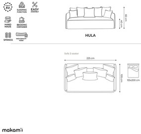 Canapea turcoaz extensibilă/cu spațiu de depozitare cu tapițerie din catifea 225 cm Hula – Makamii