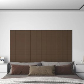Panouri de perete, 12 buc., maro, 60x15 cm, textil, 1,08 m   12, Maro, 60 x 15 cm