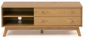 Comodă TV în culoare naturală cu aspect de lemn de stejar 130x50 cm Kensal – Woodman