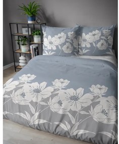 Cearșafuri din flanel - albastru cu motive florale 3 časti: 1ks 220x200 + 2ks 70x80