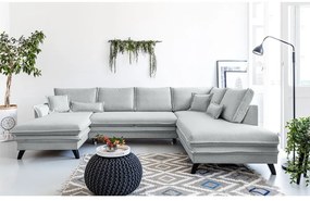 Canapea extensibilă în formă de „U” cu șezlong pe partea dreaptă Miuform Charming Charlie, gri deschis