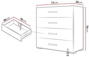 Comodă Teratino 4SZ (Alb) . 1103688