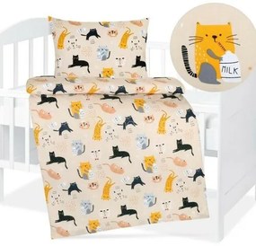 Bellatex Lenjerie de pat din bumbac pentru copiiAgáta Pisicuțe bej, 90 x 135 cm, 45 x 60 cm