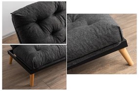 Canapea extensibilă Sakotta (gri închis + Lemn). 1107028