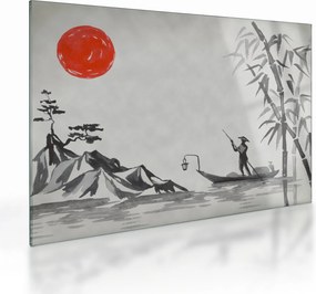 Tablou pe sticlă - Munții Fuji (70x50 cm)