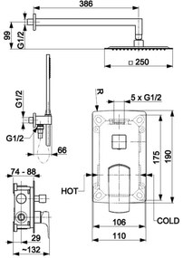 Set de duș cu baterie ascunsă KFA Armatura 5539-511-00 MOKAIT crom lucios