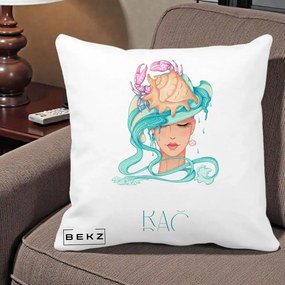 Perna Personalizata Zodie Rac, 40x40 cm, Alba Mata, Husa Detasabila, Perna Inclusa, BEKZ®