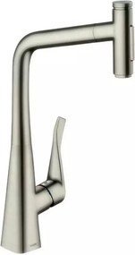 Baterie bucatarie cu dus extractibil Hansgrohe Metris Select M71 320 cu 2 jeturi finisaj otel inoxidabil fara sBox