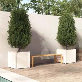 Jardiniere de gradina 2 buc. alb 60x60x60 cm lemn masiv pin 2, Alb