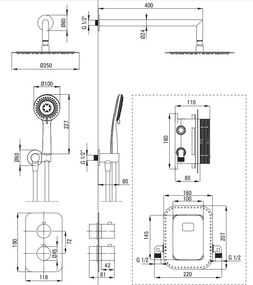BOX Set de Duș cu Montare Îngropată, BOX Termostatat Finisaj: Oțel Șlefuit BXYZFEBT