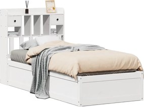 vidaXL Cadru pat fără saltea, alb, 90x190 cm, lemn masiv de pin