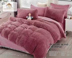 Lenjerie pat super pufoasa COCOLINO Fluffy 6 Piese, Roz