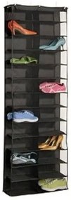 Suport pentru pantofi, montabil pe ușă, 160x55x16 cm, negru