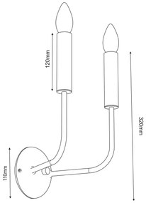 Lampă de perete AKASYA 2xE14/15W/230V negru/auriu