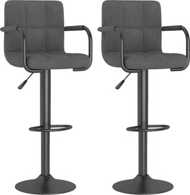 vidaXL Scaune de bar, 2 buc., gri închis, catifea
