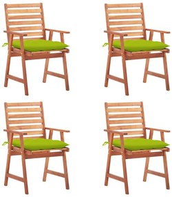 vidaXL Scaune de exterior cu perne, 4 buc., lemn masiv de acacia