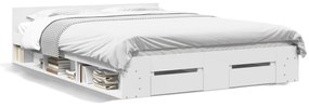 3280734 vidaXL Cadru de pat cu sertare, alb, 160x200 cm, lemn prelucrat