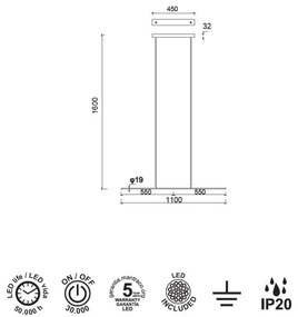 Lustra LED suspendata design modern minimalist TORCH neagra