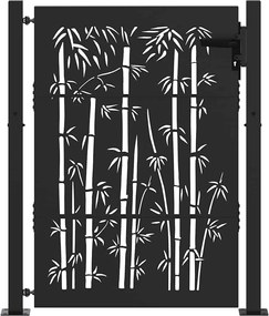 vidaXL Poartă de grădină Negru 110 x 155 cm Oțel vopsit electrostatic