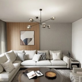 Lustră pe tijă LINEAR 6xE14/10W/230V negru/gri