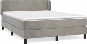 vidaXL Pat box spring cu saltea, gri deschis, 140x190 cm, catifea