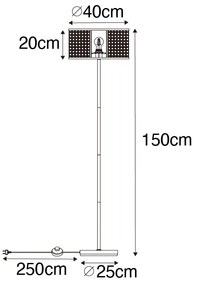 Lampă de podea orientală albă cu ratan 40 cm - Akira