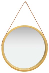 vidaXL Oglindă de perete cu o curea, 60 cm, auriu