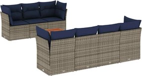 vidaXL Set canapele de grădină cu perne, 8 piese, gri, poliratan