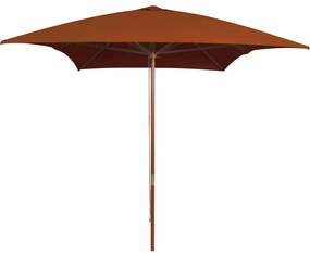 vidaXL Umbrelă de soare cu stâlp din lemn, cărămiziu, 200x300 cm